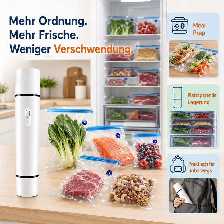 Handliche Vakuumiergerät mit USB-Aufladung, 30 vakuumbeutel