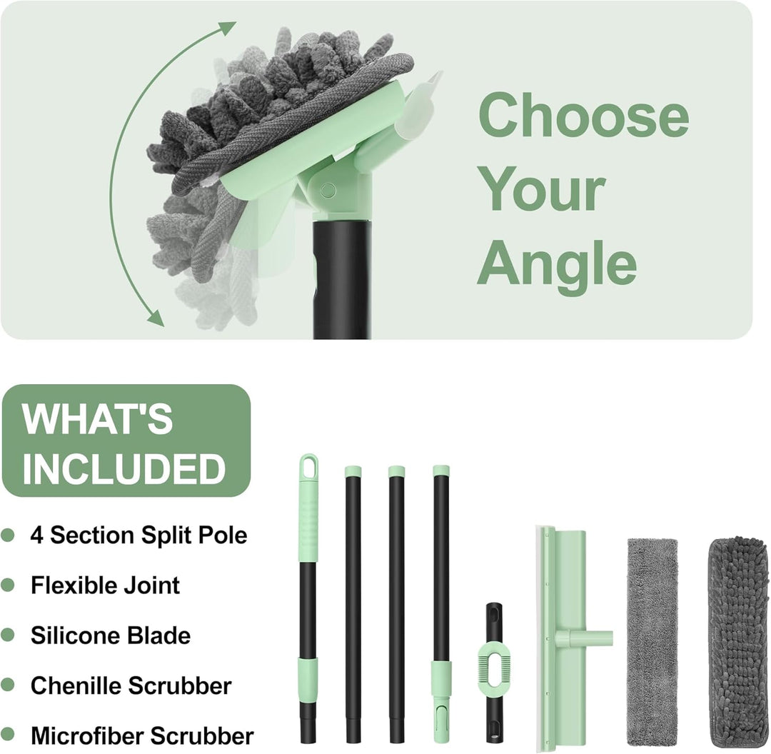 Fensterputzer Set – 2-in-1 Fensterabzieher Wischer, ideal für Fenster putzen. Teleskopierbare Stange