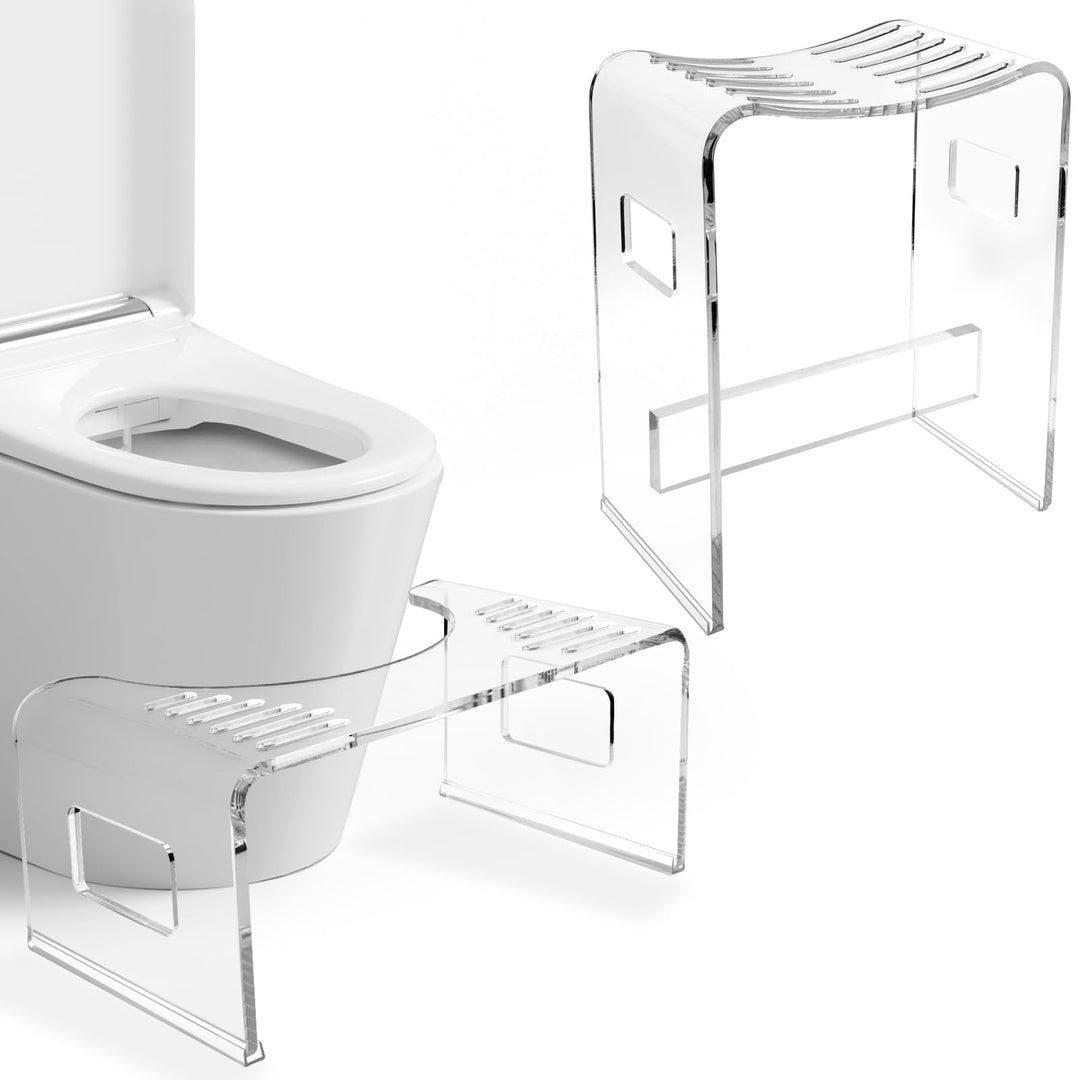 StarK Premium Acryl Set aus Duschhocker &amp; Toilettenhocker – 10 mm stark, transparent &amp; rutschfest |