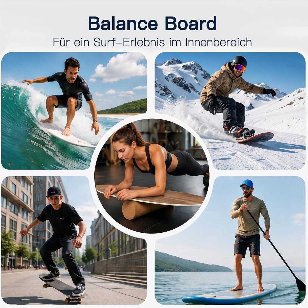 Balance Board Erwachsene | Surfing Balance Board Set | Holz Balanceboard Holzfarbe, Holzfarbe