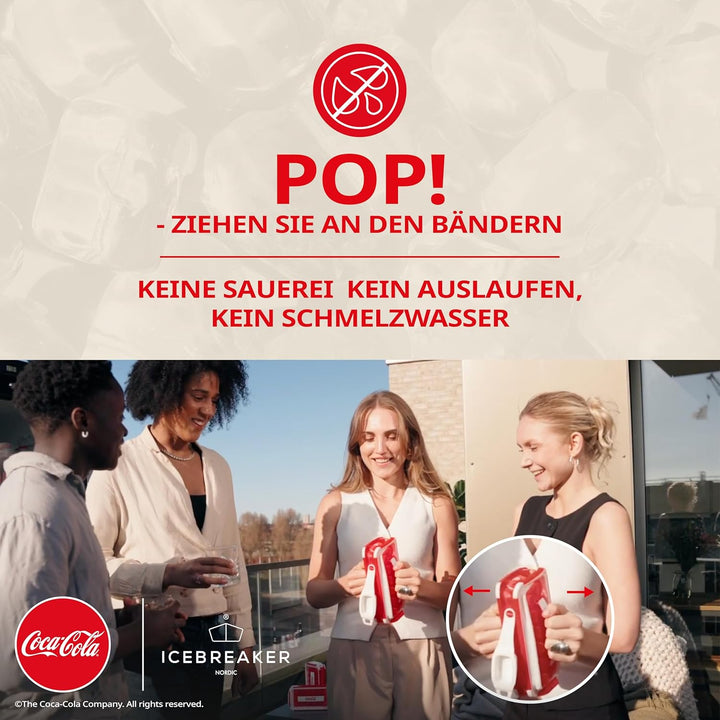 ICEBREAKER Nordic POP 2.0 Eiswürfelform mit Deckel im Coca-Cola® Design – Auslaufsichere Eiswürfelfo