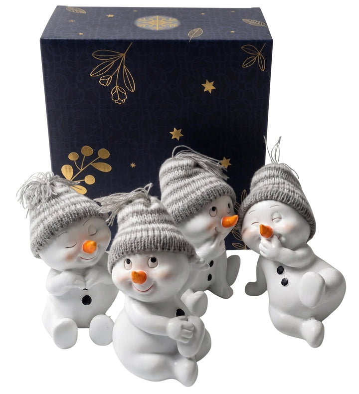 khevga Weihnachtsdeko Deko-Figuren Schneemann grau im 4er Masse sitzend