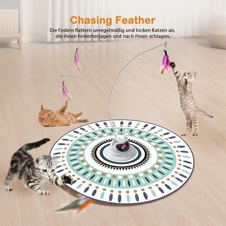 Interactive Cat Toy for Indoor Cats, Cat Toys with Moving Feathers &amp; Chasing Butterfly, Rechargeable