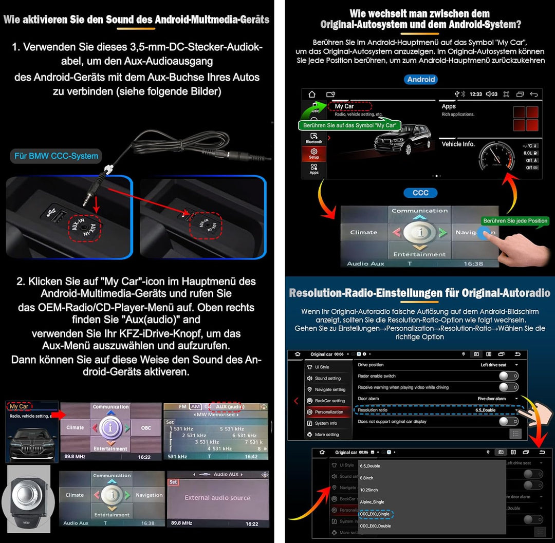 8,8" IPS Qualcomm 8-Kern Android 14 DAB+ Autoradio Für BMW 3er E90 E91 E92 E93 5er E60 E61 6er E63 E