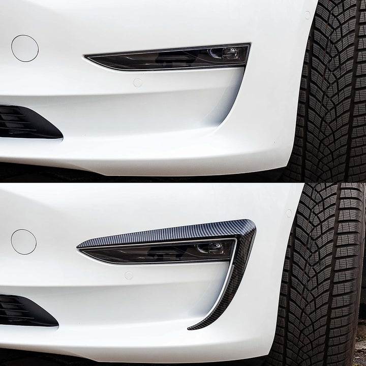 Tesvolution® Nebelscheinwerfer Abdeckungen in Carbonoptik Tesla Model 3 2021 + 2022 + 2023- Augenbra