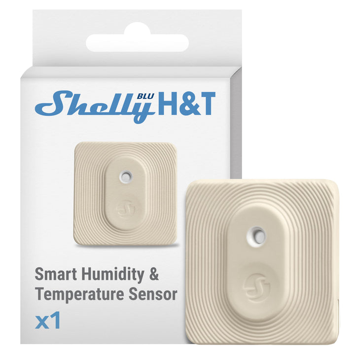 Shelly Blu H&amp;T Ivory | Bluetooth-gesteuerter Temperatur- und Luftfeuchtigkeitssensor | Spritzwasserg