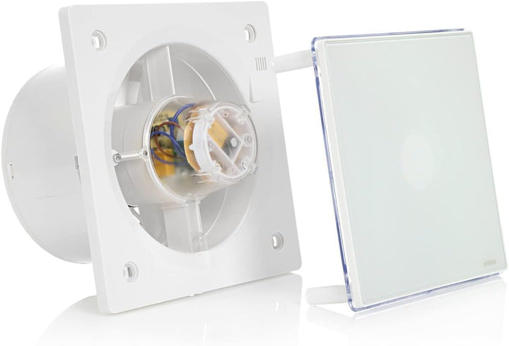 STERR Badlüfter 150 mm mit Rückschlagventil und Timer - LED Lampe - Weiss Badezimmerlüfter - leiser