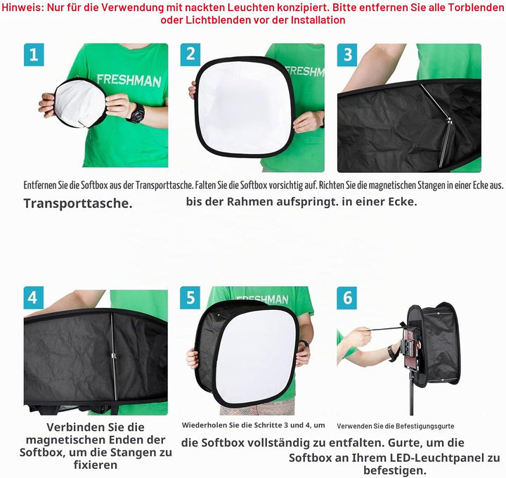 Neewer 2er Pack LED Licht Softbox für 660 LED Panel:9,25x9,25 Zoll Öffnung Faltbarer Lichtdiffusor m