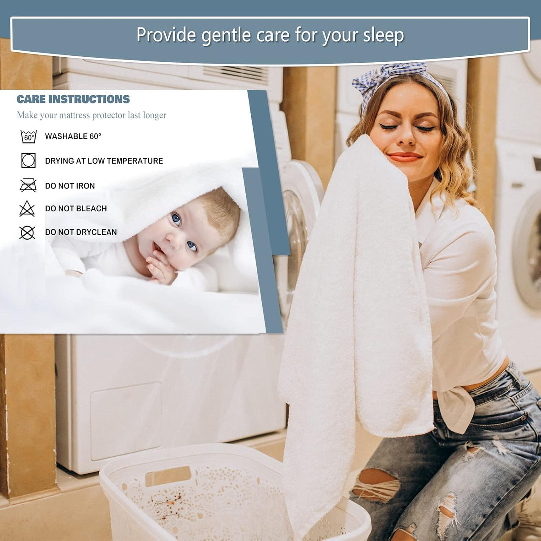 Bedecor Wasserdichter Matratzenschoner 180 x 200 cm, Baumwolle, Hygienische und atmungsaktive Matrat