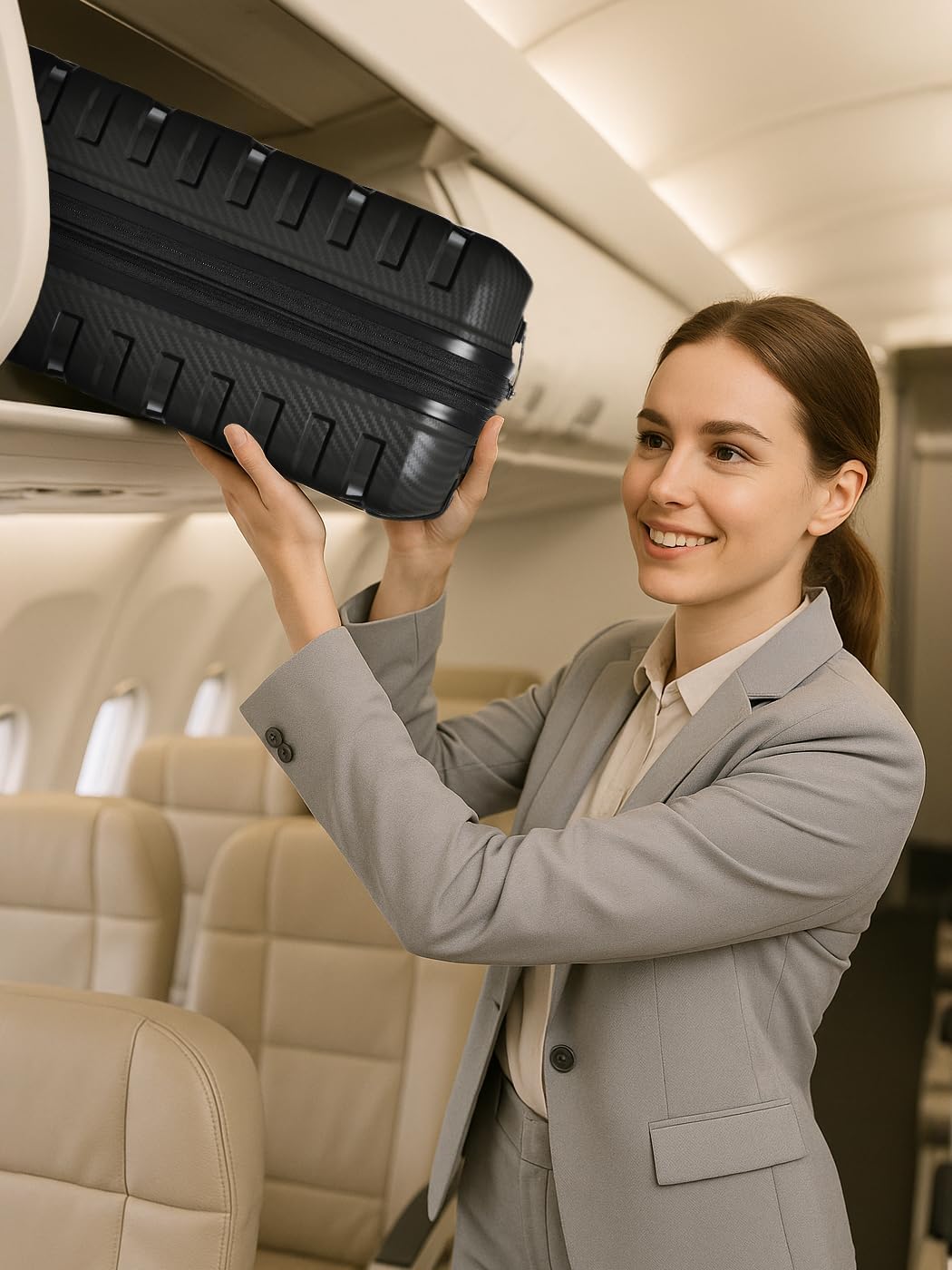 Smartbox Kabinenkoffer Erweiterbar 37x23x55 cm, 42–48L Handgepäck Koffer, Leichter Hartschalen Troll