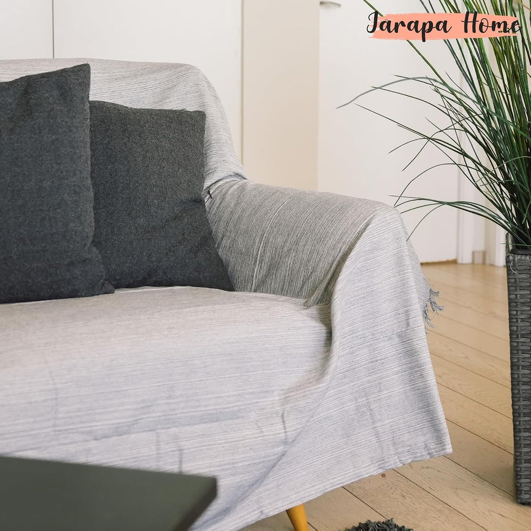 Tagesdecke Baumwolle warm – Decke Sofa Überwurf Bett, Kuscheldecke Plaid Hellgrau 180X260, Hellgrau