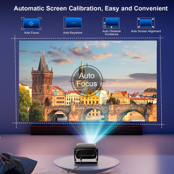 Smart Projector 4K Beamer für Heimkino mit Android 14.0, 30000 Lumen, Autofokus &amp; Trapezkorrektur, B