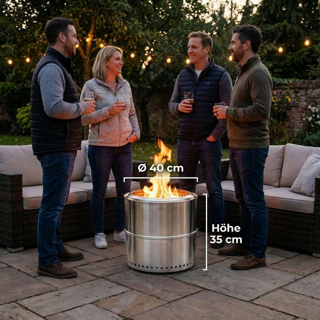 Heat Rokfri Rauchfreier Feuerkorb - Rauchfreie Feuerschale - Feuerstelle 40 cm - Fire Pit Outdoor -