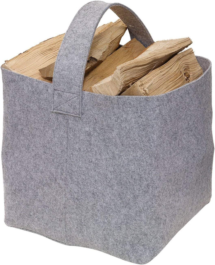 2 STK Kaminholzkorb Filz Grau 15 kg mit Tragegriffen 36 x 40 x 40 cm
