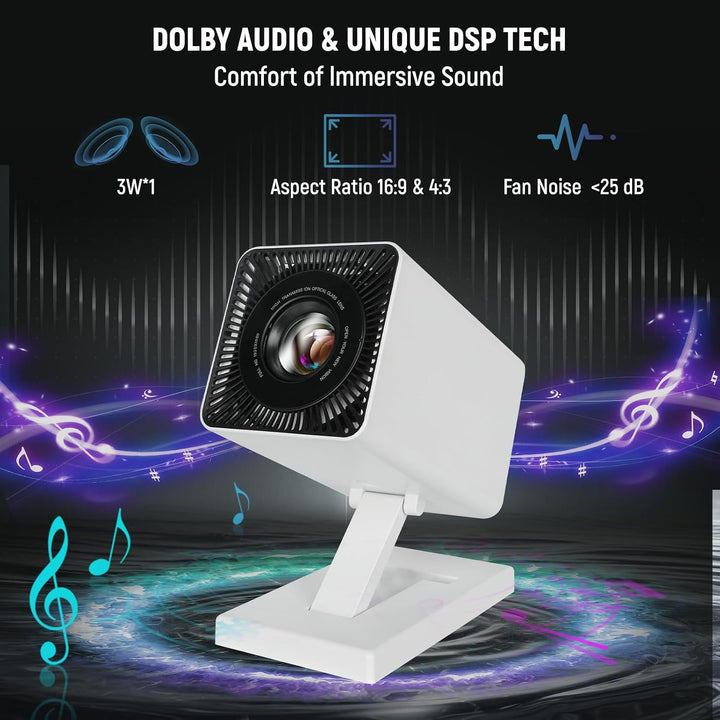 Mini Beamer 4K Mini Projektor WiFi6 und Bluetooth 5.0，150 ANSI Lumen Tragbarer Videoprojektor, Autom