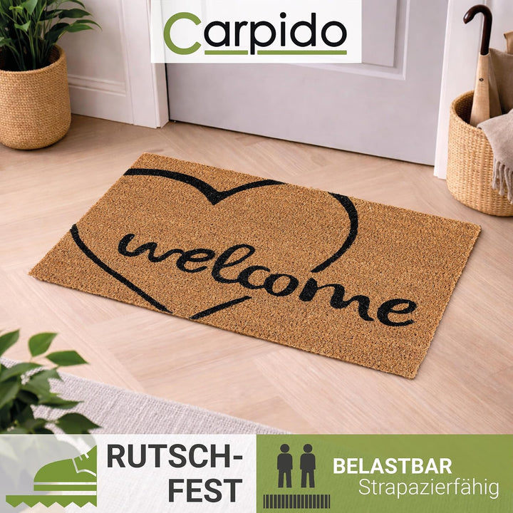 Eingangsmatte Kokos Türmatte Innen - Welcome Herz 2er Set 40 x 60 cm 40 x 60 cm - 2er Set Welcome He