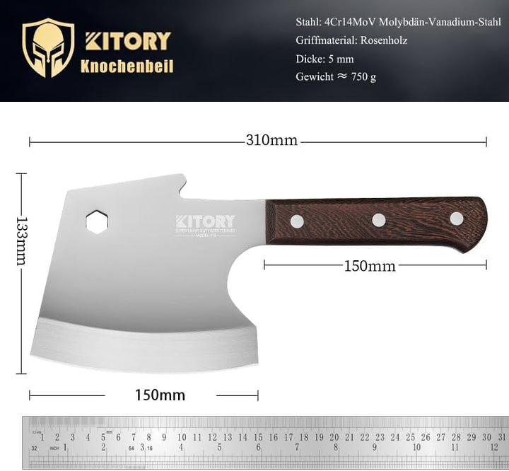 Kitory Hackmesser 15 cm Klinge, Küchenbeil für gefrorenes Fleisch und grosse Knochen, Extrem Scharf