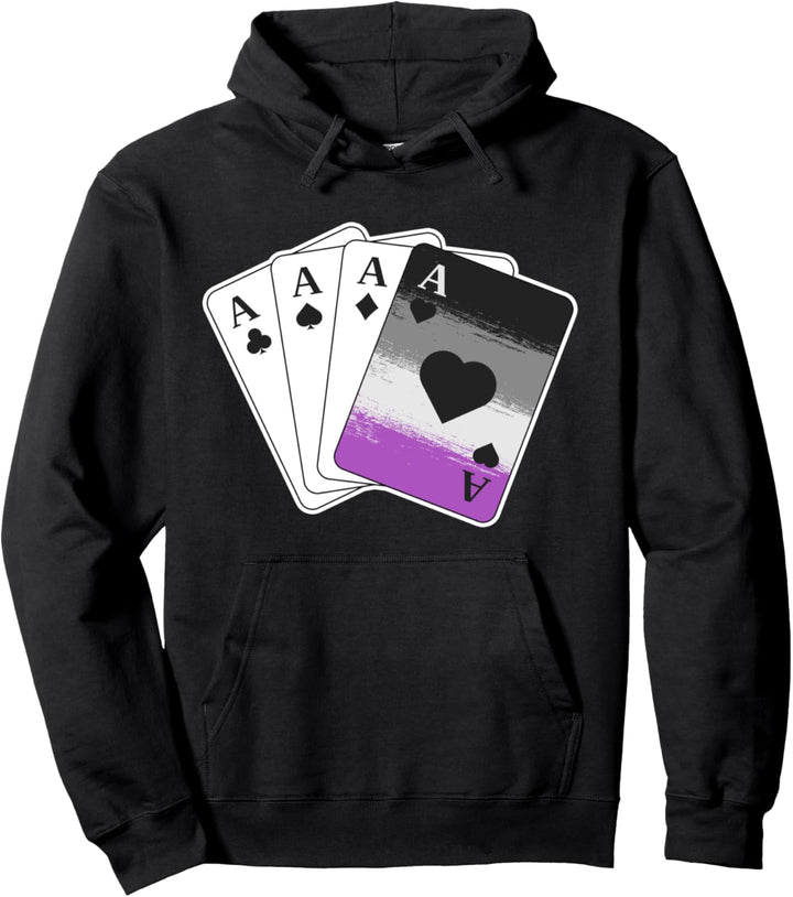Ace Asexual Pride Gifts Playing Card LGBTQ Pride Stuff Flag Pullover Hoodie