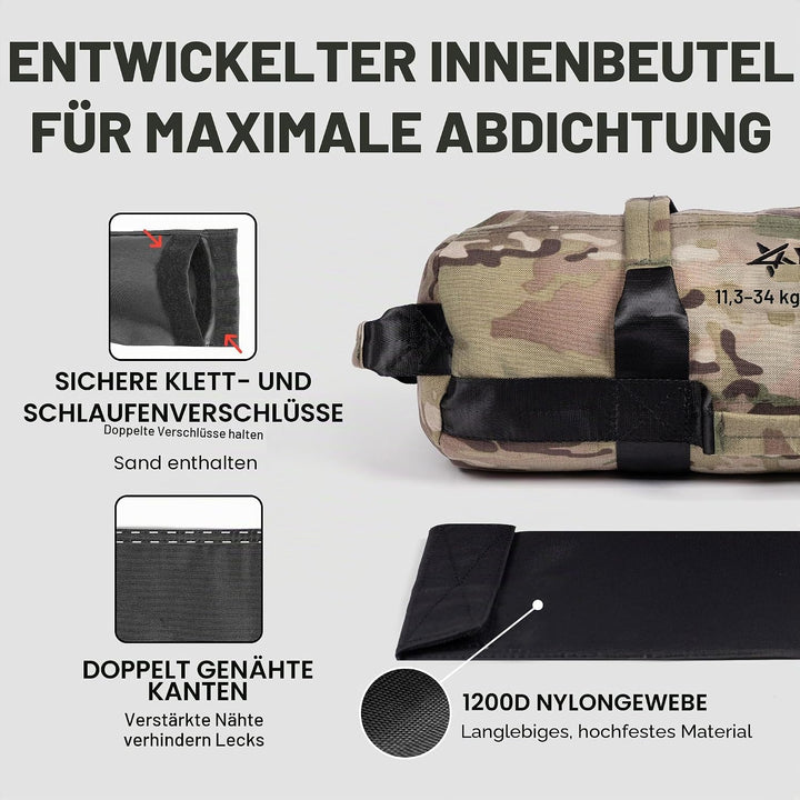 Yes4All Verstellbar Gewichtssack für Fitness mit 7 Griffe - Power bag ideal für Krafttraining, Ungef