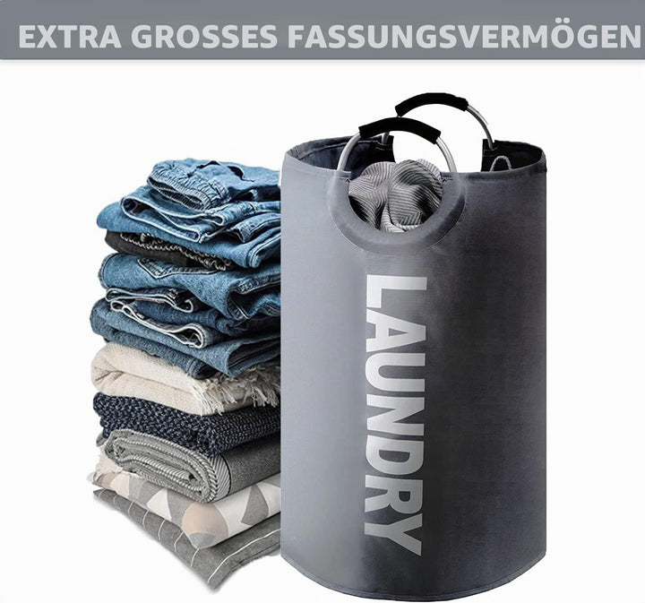 YOUDENOVA Faltbarer Wäschekorb, 92L Grosser Wäschesammler, Wäschesack mit gepolstertem Griff, Wasser