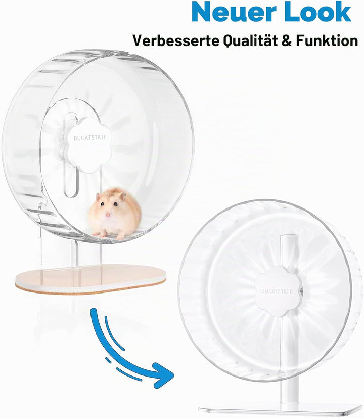 Bucatstate Hamsterrad, 21cm Laufrad Hamster Leise Hamster Spielzeug Transparent, rutschfeste Laufsch