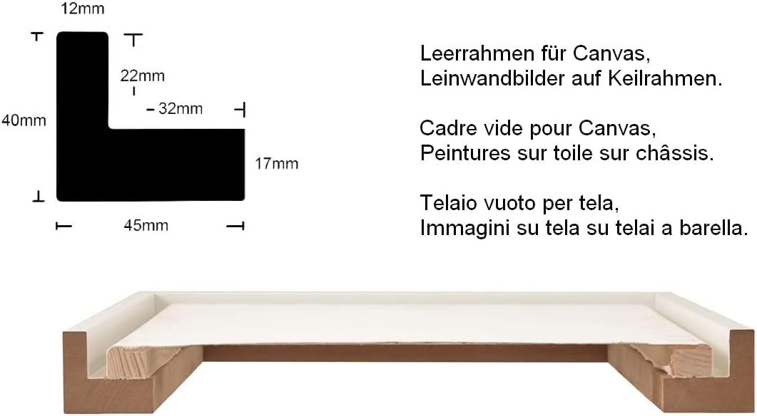 rahmengalerie24 Schattenfugenrahmen 50x60 cm alu für Leinwand Bilderrahmen Keilrahmen für Leinwände
