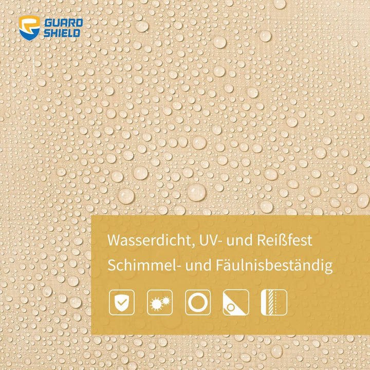 GUARD SHIELD Abdeckplane mit Ösen Wasserdicht 3m x 3m Beige/Khaki Plane Gewebeplane 160g/㎡ Schutzpla