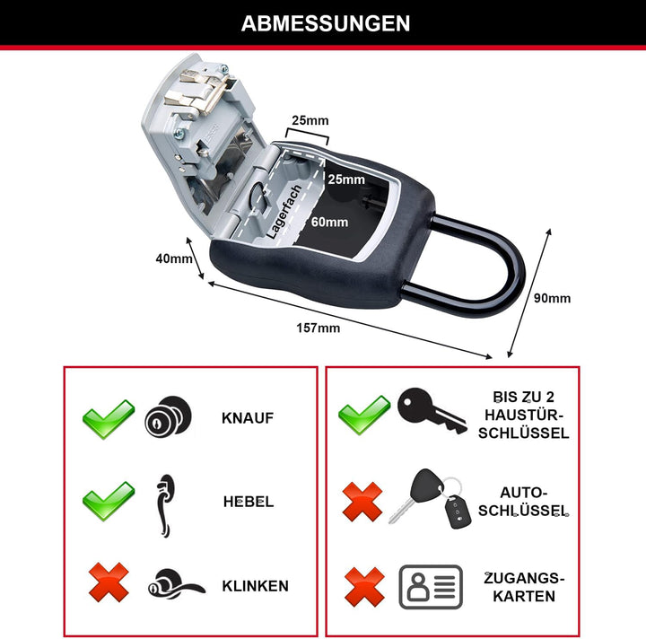 Master Lock Schlüsseltresor, mit Bügel, Aussen, 15.7 x 9 x 4 cm, Schlüsselsafe Medium - mit Bügel, M