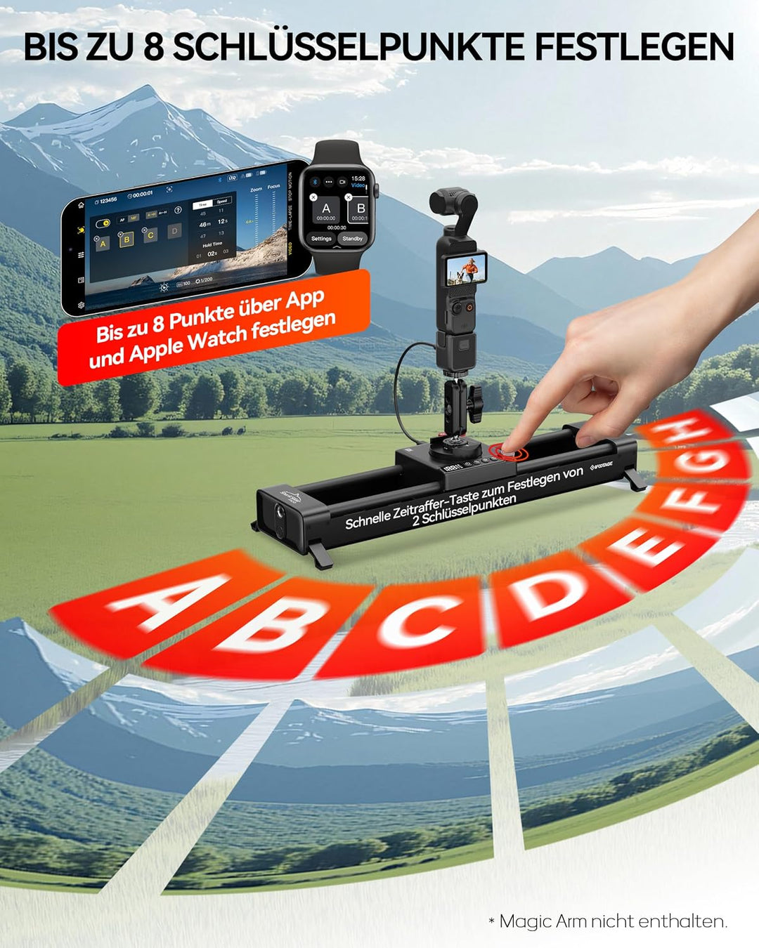 iFootage Shark Slider PICO, motorisierter Kameraschieber mit 360° Schwenkdrehung, DJI Pocket 3/4 &amp; A