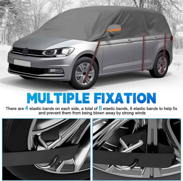 Autoabdeckung Wasserdicht Ersatz für VW Touran 2015-2024, Sonnenfest Hälfte Autoabdeckung, Halbgarag