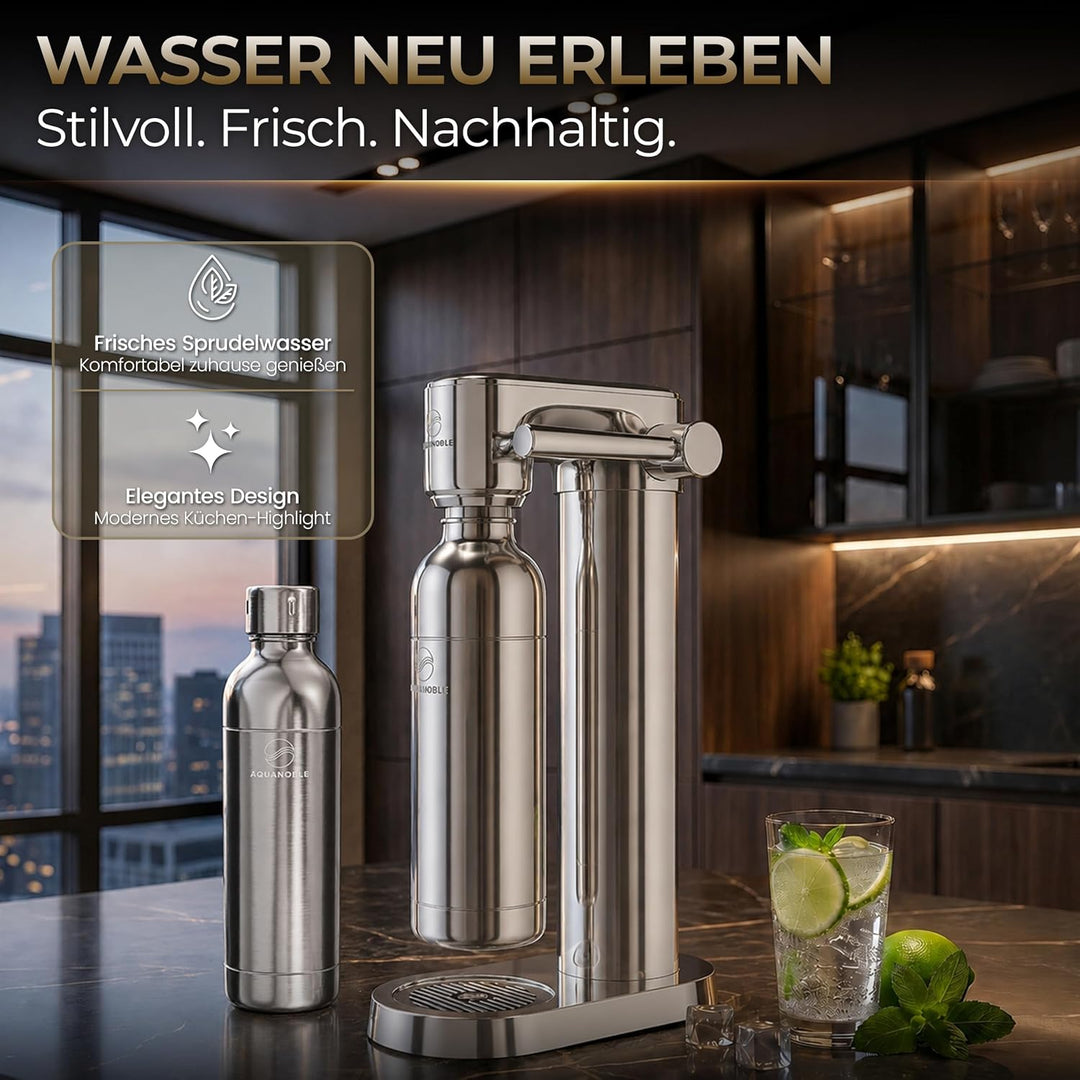 Wassersprudler mit Kohlensäure – CO₂ Soda Sprudler, Sprudelwasser Maschine Prestige Chrome, Prestige