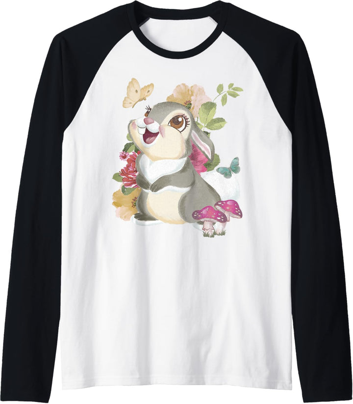 Disney Bambi Thumper Vintage Floral Portrait Raglan