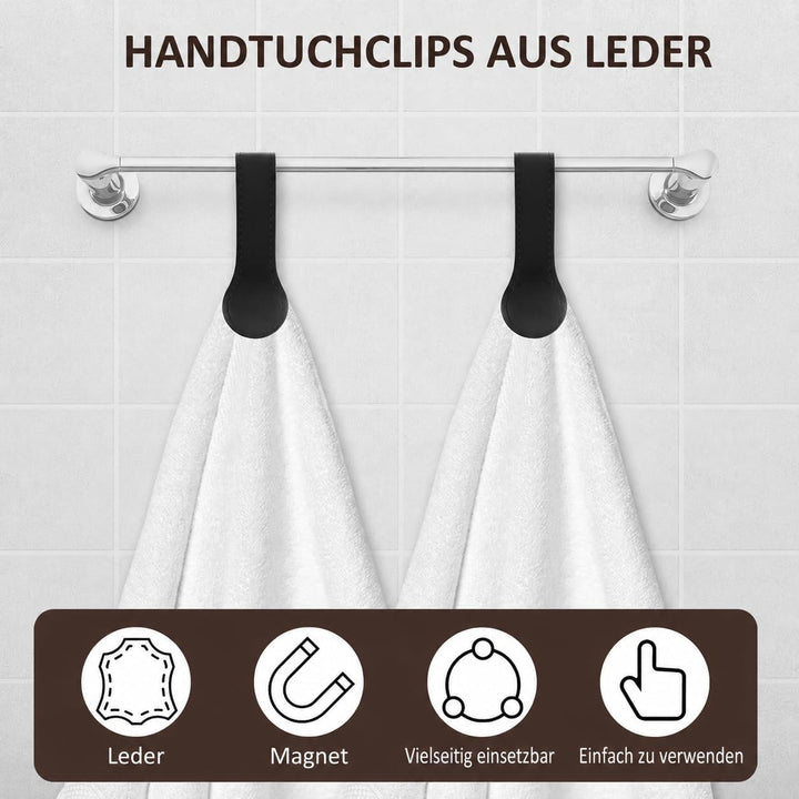 4 Stück Magnetische Handtuchclips,Handtuchhalter Leder,Leicht Zugänglicher Handtuchaufhänger,für Küc