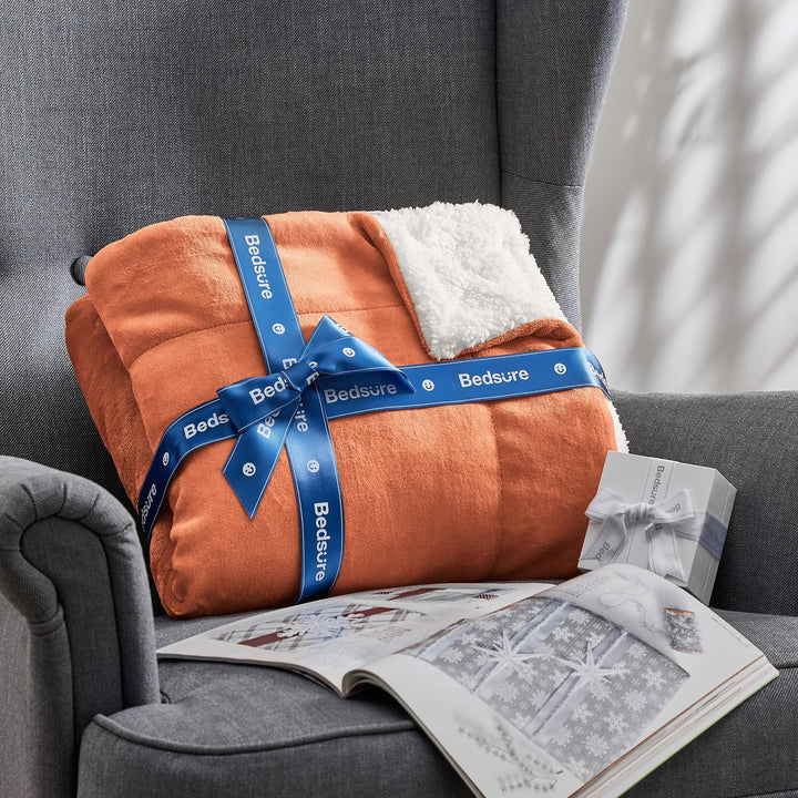 BEDSURE Sherpa Kuscheldecke Flauschig 150x200 - Sofadecke, Orange Mango Orange 150 x 200 cm, Mango O