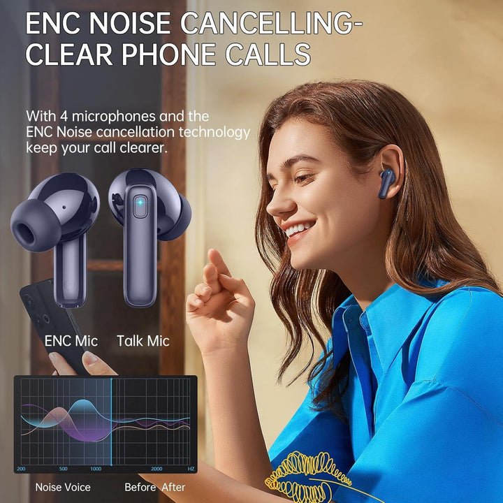 Bluetooth Kopfhörer, Kopfhörer Kabellos Bluetooth 5.3 mit HD Mic Stereo HiFi, In Ear Kopfhörer 40H S