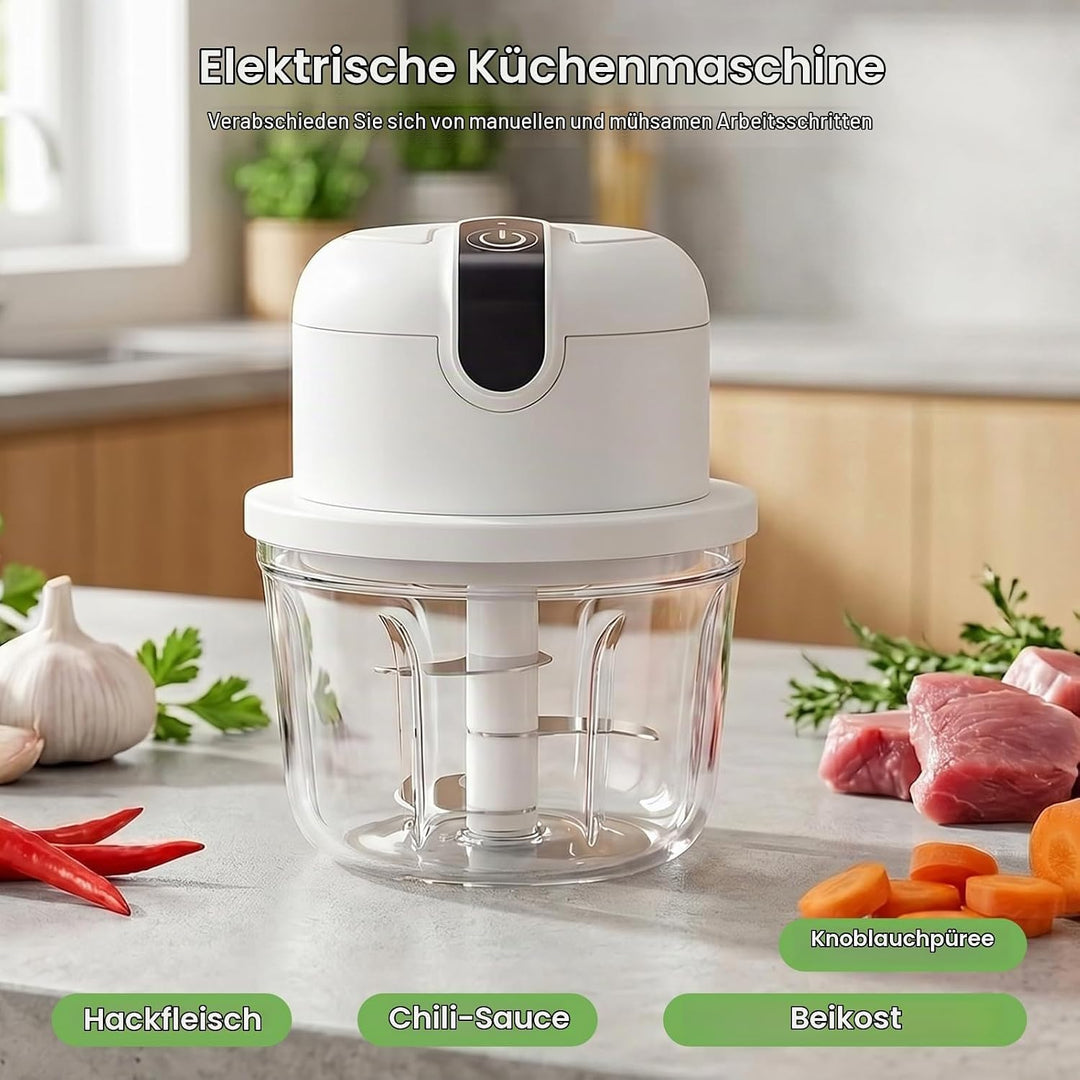 Elektrischer Küchenhacker, Mini Zwiebel Zerkleinerer Elektrisch, Zwiebelschneider Elektrisch 350ml,