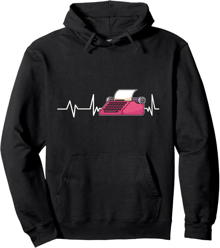 Retro Schreibmaschine Herzschlag Geschenk Schriftsteller Pullover Hoodie