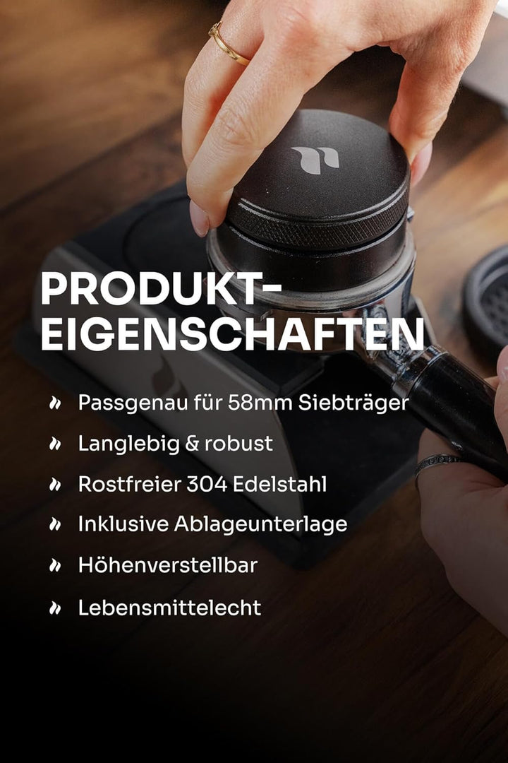 roastmarket Espresso Leveler 58mm | Höhenverstellbarer Kaffeeverteiler aus Edelstahl | Barista Zubeh