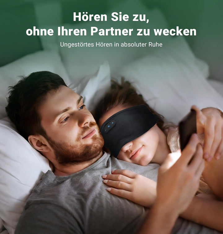 ink-topoint Schlafkopfhörer Bluetooth 5.4 Stirnband aus Bambus-Baumwolle Schwarze Bambusbaumwolle, S