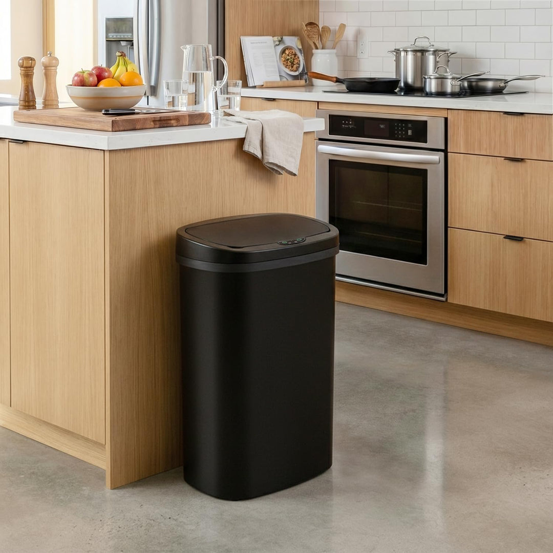 FDW Küchenmülltonne mit Sensor &amp; Deckel | Kunststoff | 50L | Schwarz Kunststoff Schwarz, Kunststoff