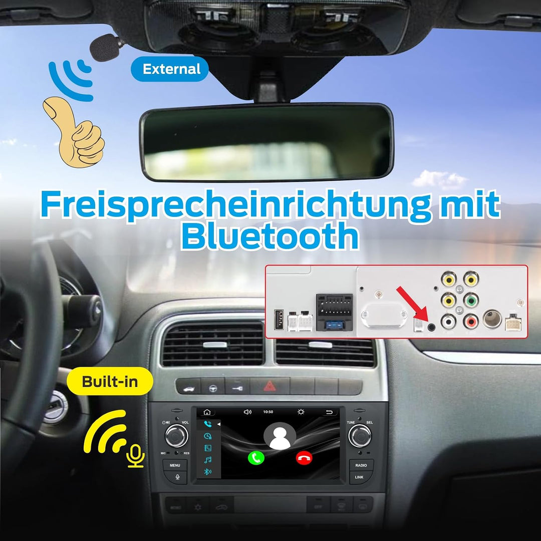 Linux Autoradio Blitzstart für FIAT Punto 2005-2009/Linea 2007-2011 | Plug &amp; Play | Wireless CarPlay