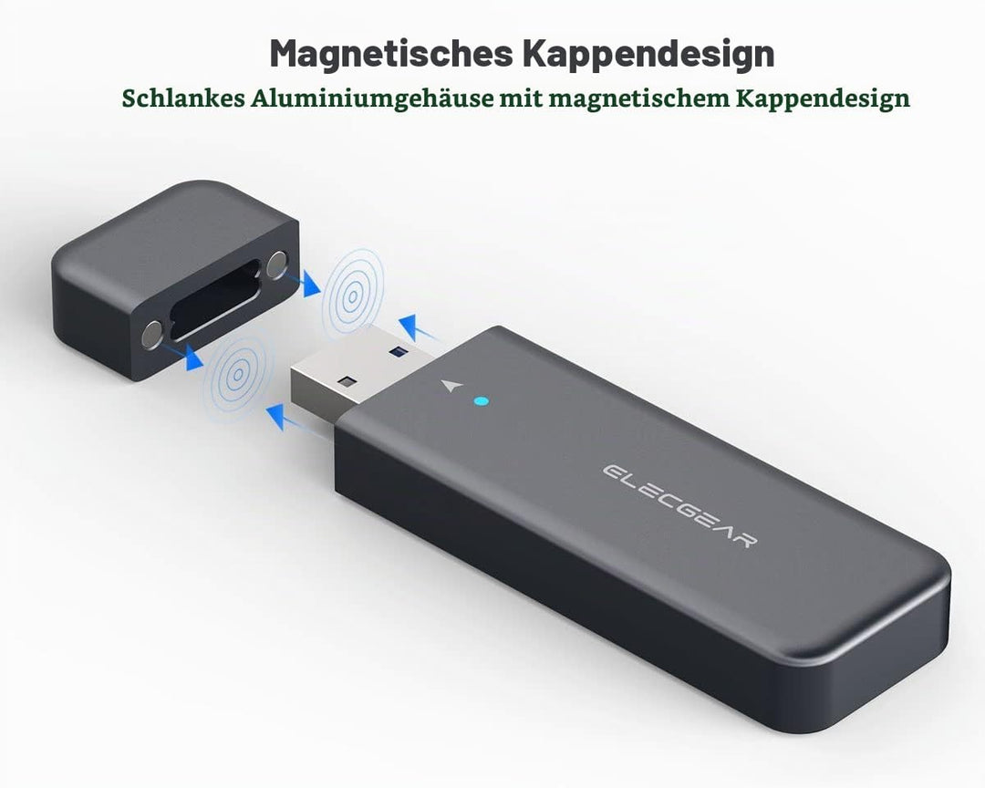 ElecGear USB Mini Gehäuse für 2230/2242 NVMe und SATA M.2 SSD, PCIe and Serial ATA Aluminium Festpla