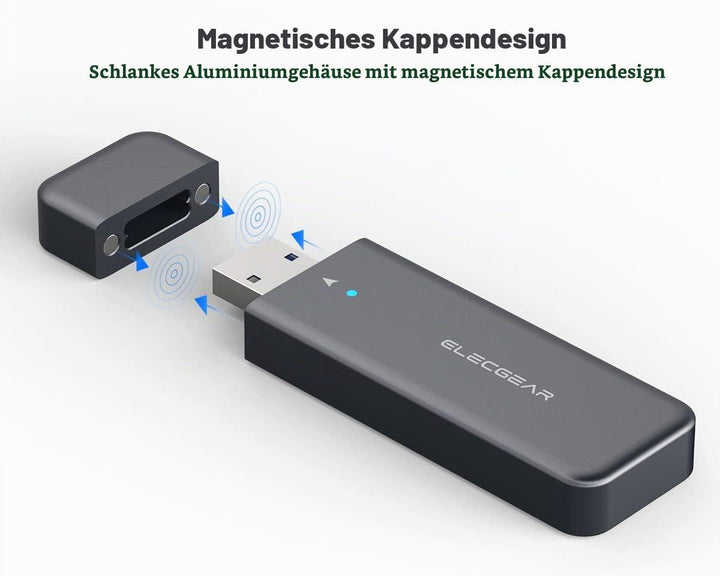 ElecGear USB Mini Gehäuse für 2230/2242 NVMe und SATA M.2 SSD, PCIe and Serial ATA Aluminium Festpla