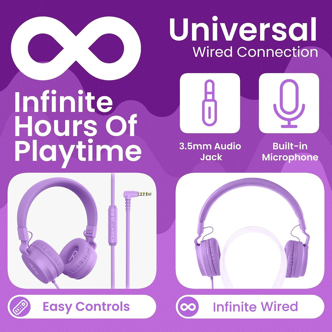 Puro Sound Labs PuroBasic Volume Limiting Wired Headphones for Kids, Boys, Girls 2+ Foldable &amp; Adjus