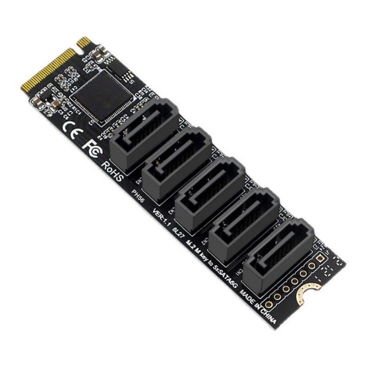 ChenYang 5 Ports M.2 auf SATA Adapter, M Key NVME 1 auf 5 SATA 3.0 Port Erweiterungskarte mit JMB585