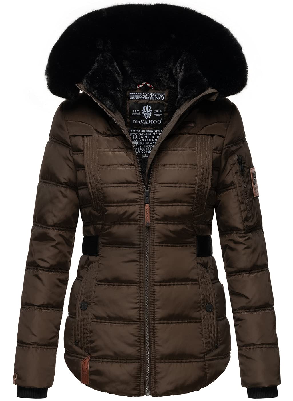 Navahoo Designer Damen Winter Jacke Steppjacke Winterjacke Stepp gesteppt B844 XS Braun, XS Braun