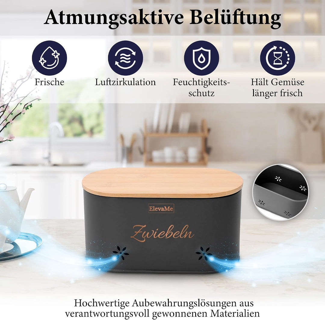 Kartoffel Aufbewahrungsbox - 3er Set Kartoffelbox, Zwiebel Aufbewahrung &amp; Knoblauch Aufbewahrung mit