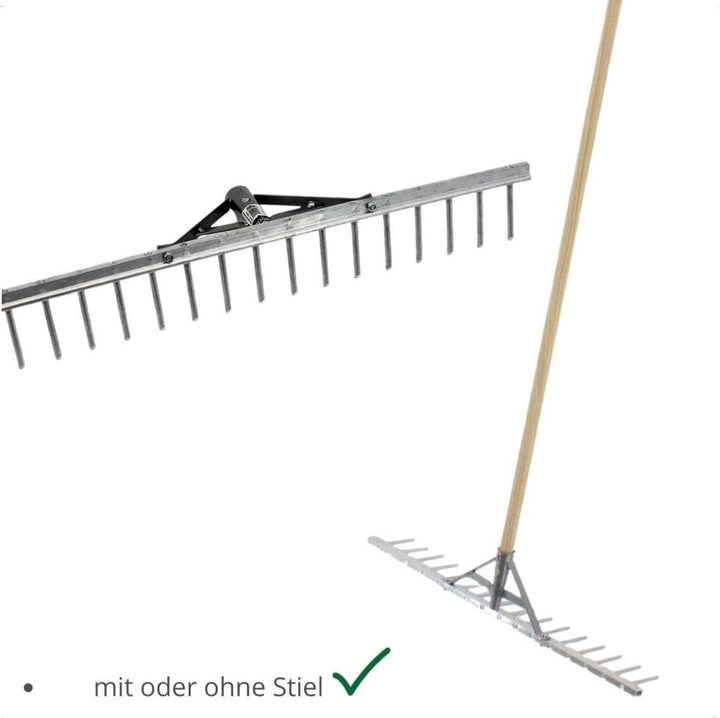 Rekord Aluminium Rechen leicht mit 16 Zinken Breite 62 cm - mit Stiel 150 cm, Rasenrechen, Gartenrec