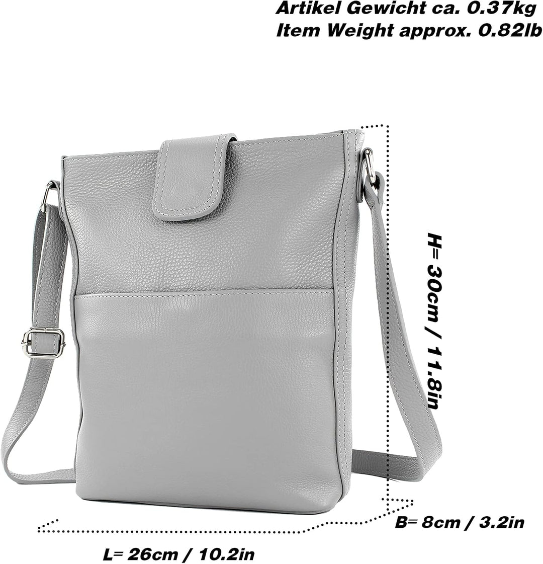 modamoda de - T224 - ital. Umhängetasche Schultertasche Medium aus Leder Cognac, Cognac