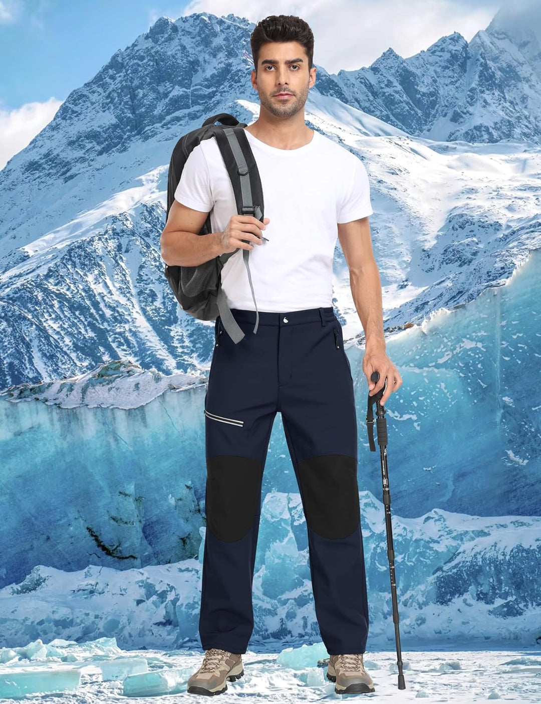 MoFiz Herren Wanderhose Warm Gefüttert Outdoorhose Wasserdicht Skihose Softshellhose Winddicht Arbei